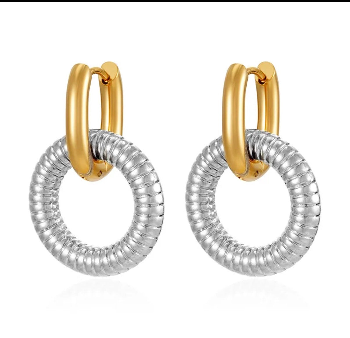 Aretes mix oro y plata