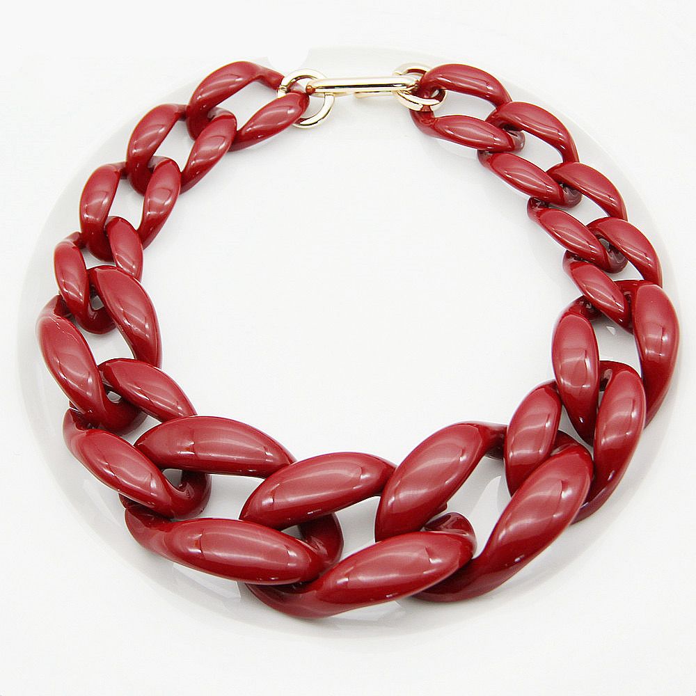 Collar Chunky Eslabones Vino/Mostaza