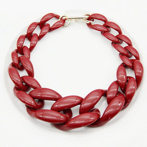 Collar Chunky Eslabones Vino/Mostaza