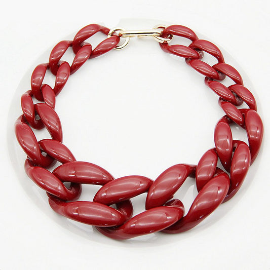 Collar Chunky Eslabones Vino/Mostaza