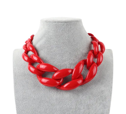 Collar Chunky Eslabones Vino/Mostaza