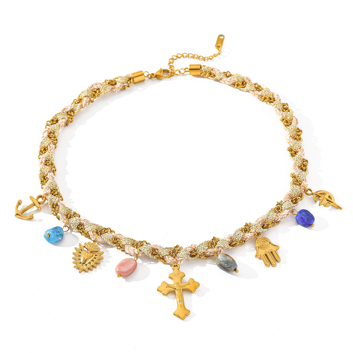 Collar vintage tela y cruz