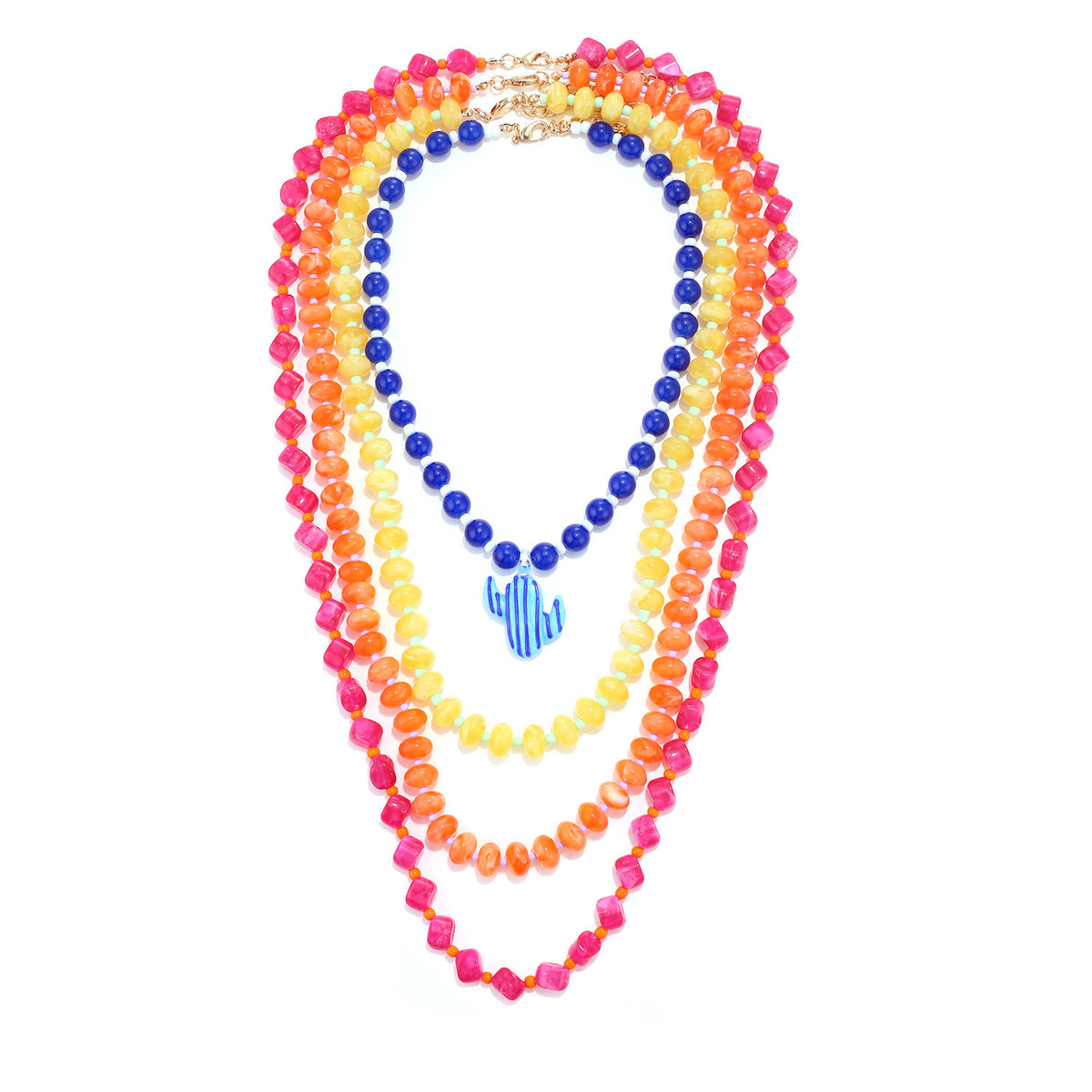4 collares colores y cactus