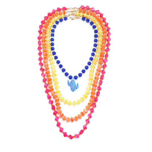 4 collares colores y cactus