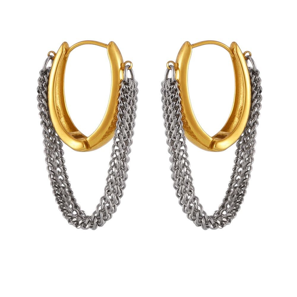 Aretes ovalo con cadena