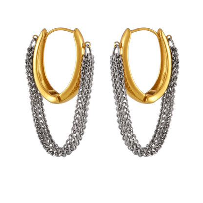 Aretes ovalo con cadena