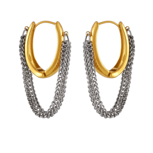 Aretes ovalo con cadena