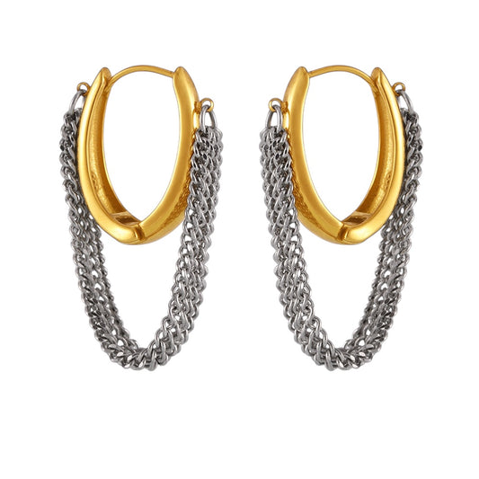 Aretes ovalo con cadena