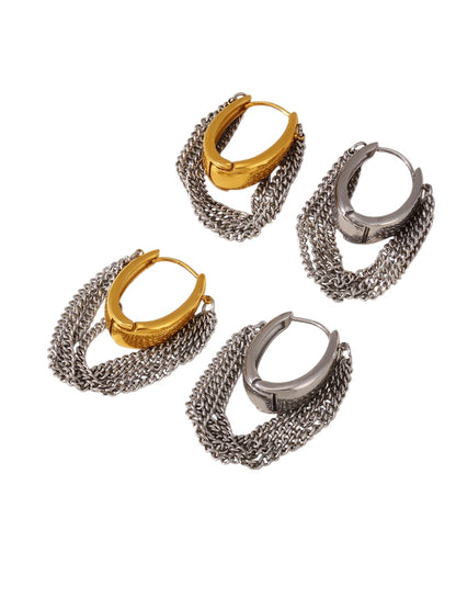 Aretes ovalo con cadena