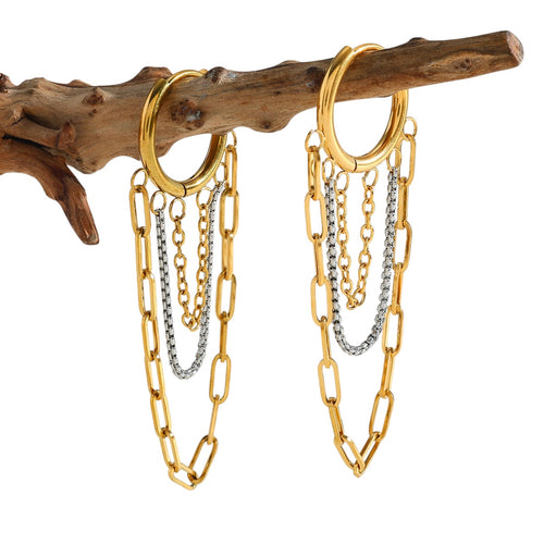 Aretes Angie mediano triple cadena